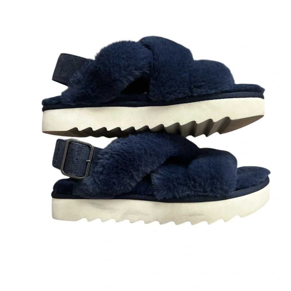 LN koolaburra by ugg blue navy girls slipper sandal style US 5 Sheepskin Kids